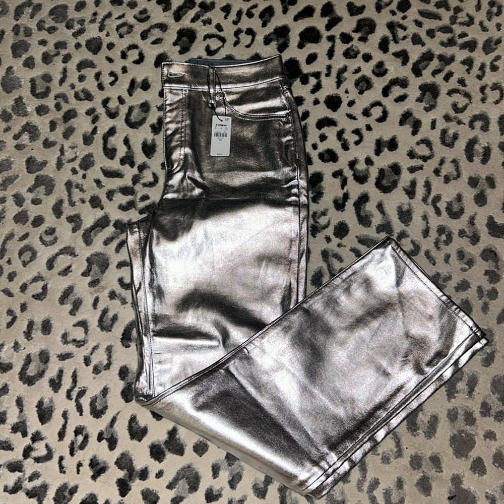 Express High Waisted Metallic Faux Leather Pants